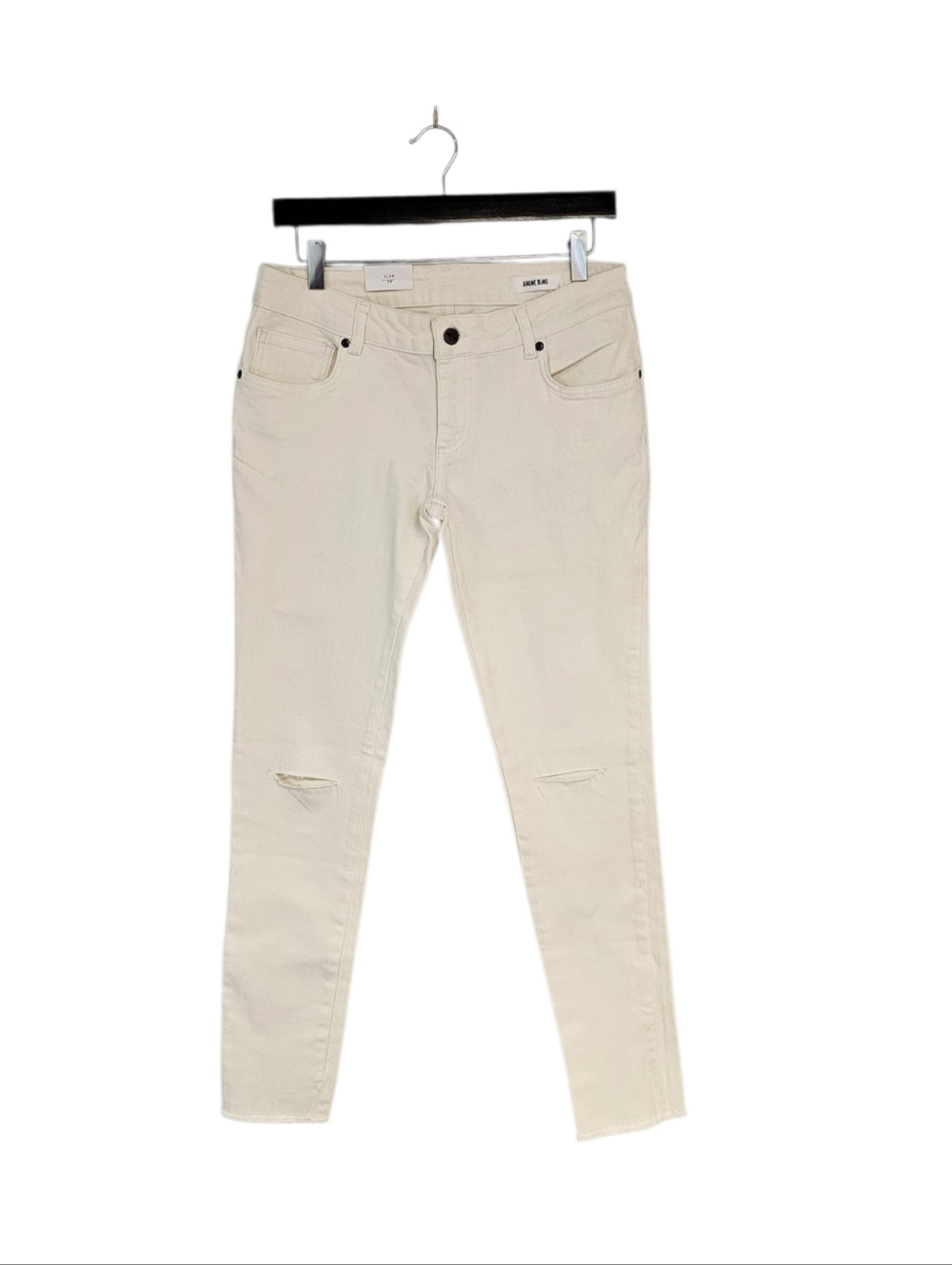 Anine Bing Mid Rise White Ripped Skinny Jeans 30 NWT
